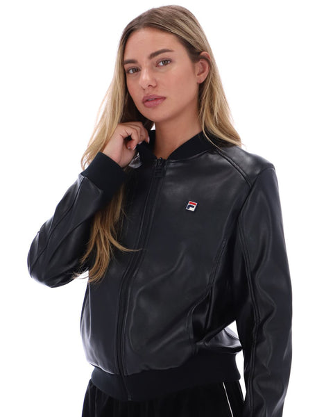 Fila Vintage Rumour Leatherette Bomber Jacket Black