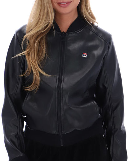Fila Vintage Rumour Leatherette Bomber Jacket Black