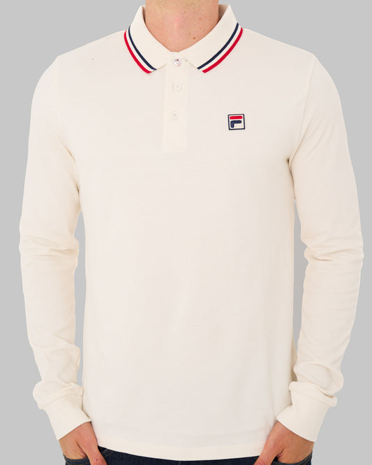 Fila Vintage Fila Vintage Tipped LS Polo Shirt Gardenia