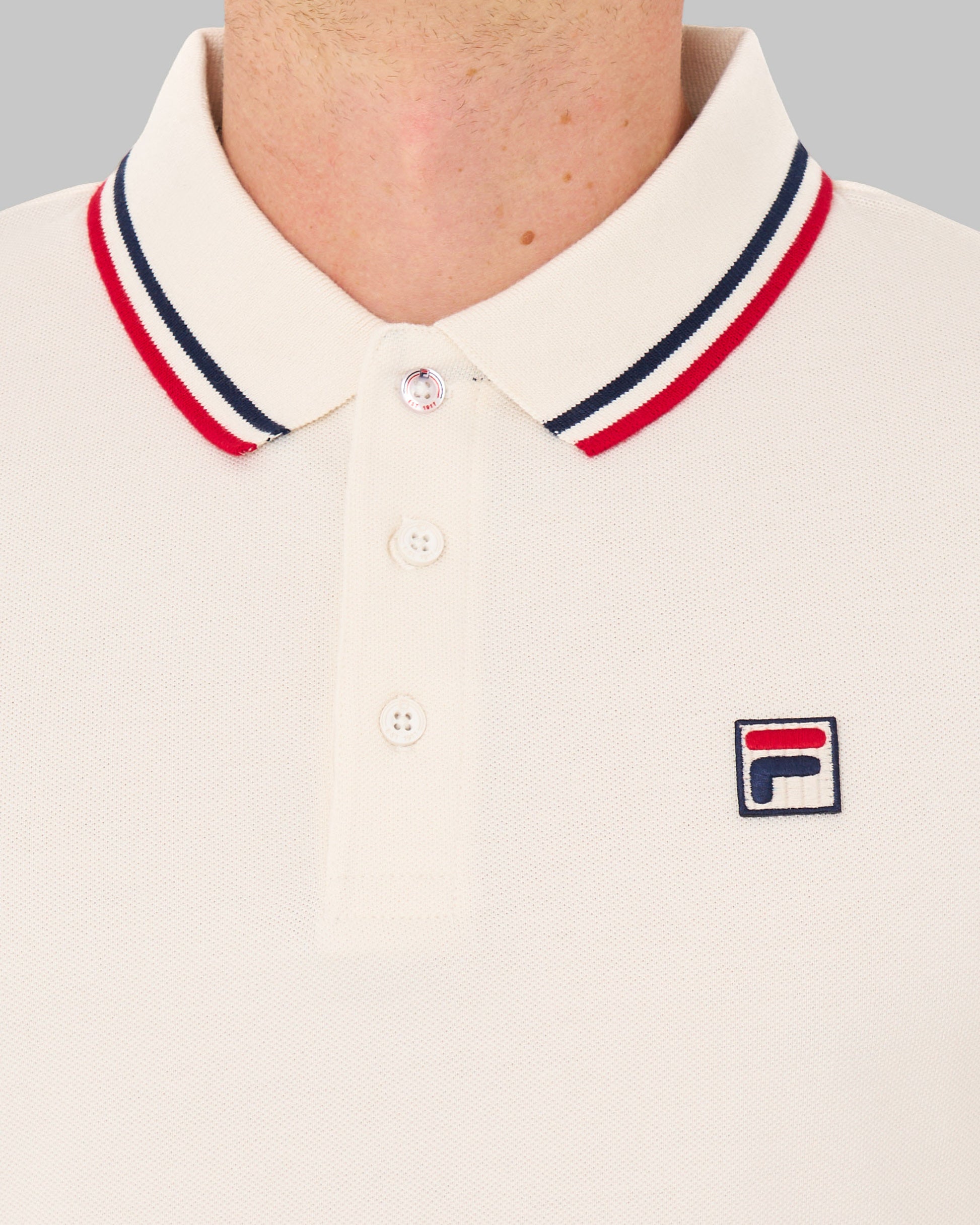 Fila Vintage Tipped LS Polo Shirt Gardenia