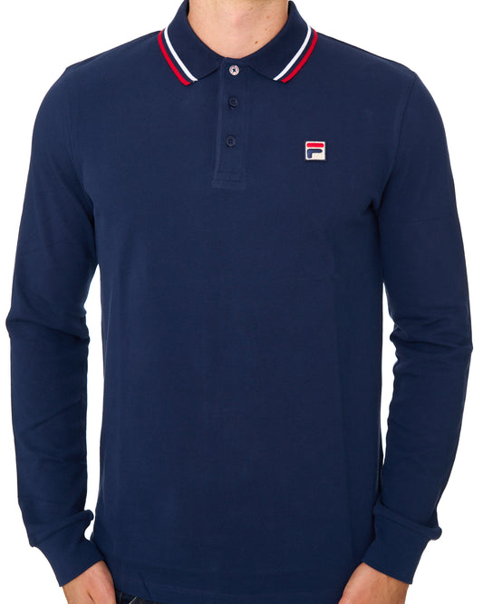 Fila Vintage Fila Vintage Tipped LS Polo Shirt Navy