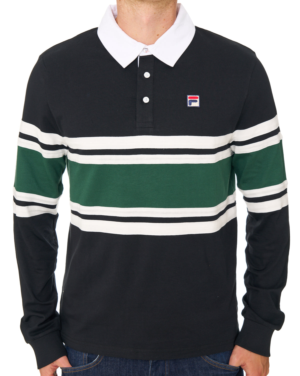Fila Vintage Rugby Shirt Black/Pine Green