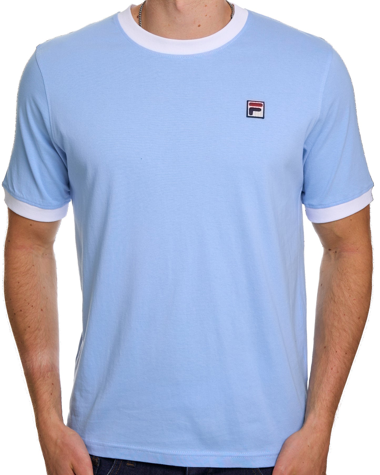 Fila Vintage Ringer T-Shirt Hellblau Weiß