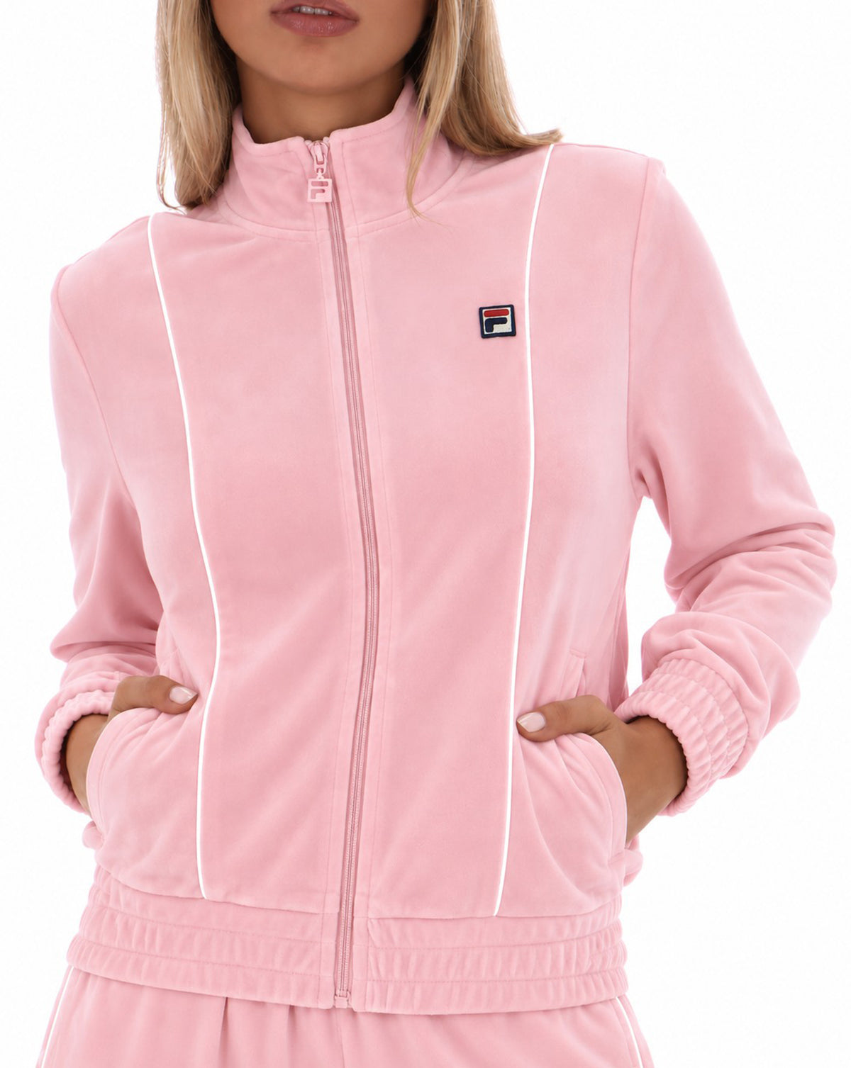 Fila Women's Piped Velour Track Top Soft Pink