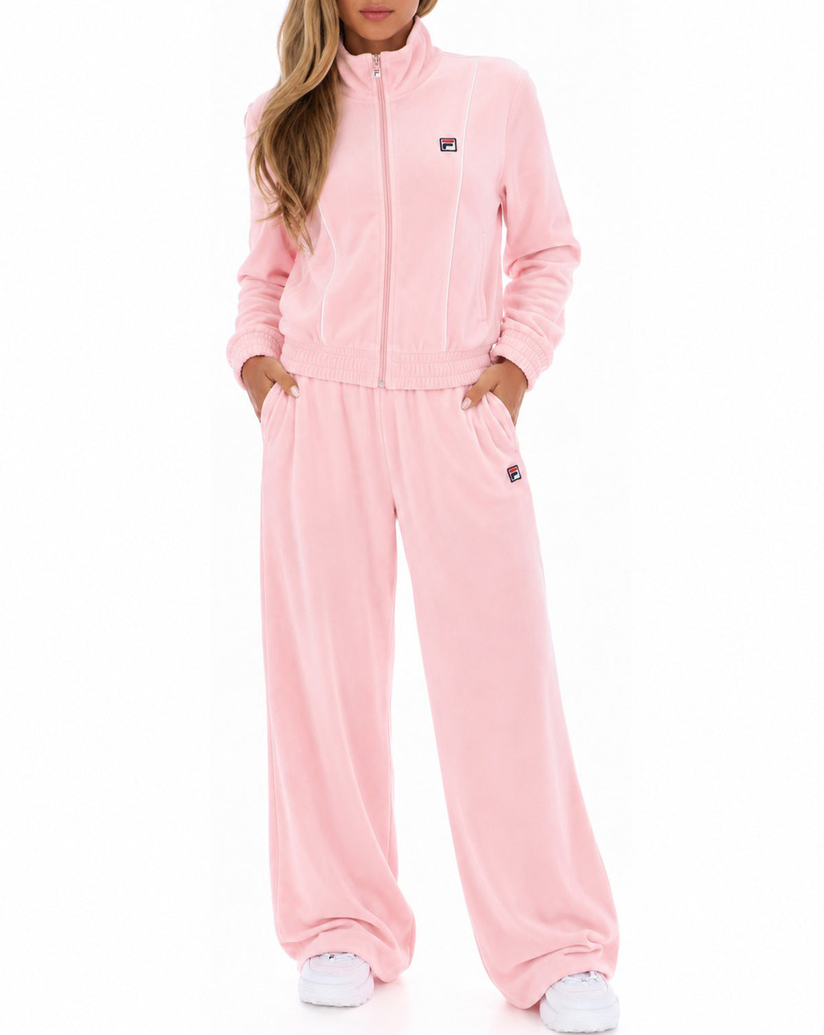 Fila Women's Piped Velour Track Top Soft Pink