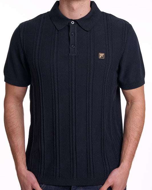 Fila Gold Barns Cable Knit Polo Schwarz