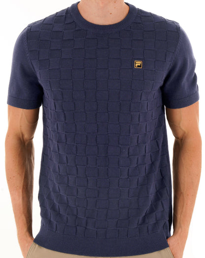 Fila Gold Campbell Square Strick-T-Shirt Dunkelblau