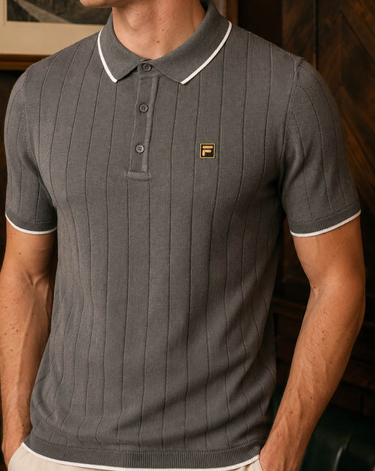 Fila Gold Fila Gold Santino Knit Polo Gunmetal