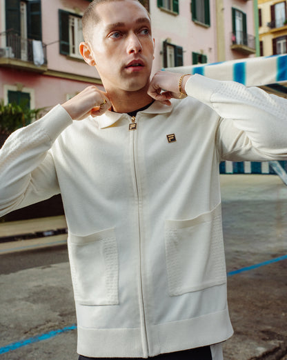 Fila Gold Teddy Knit Zip Up Off White