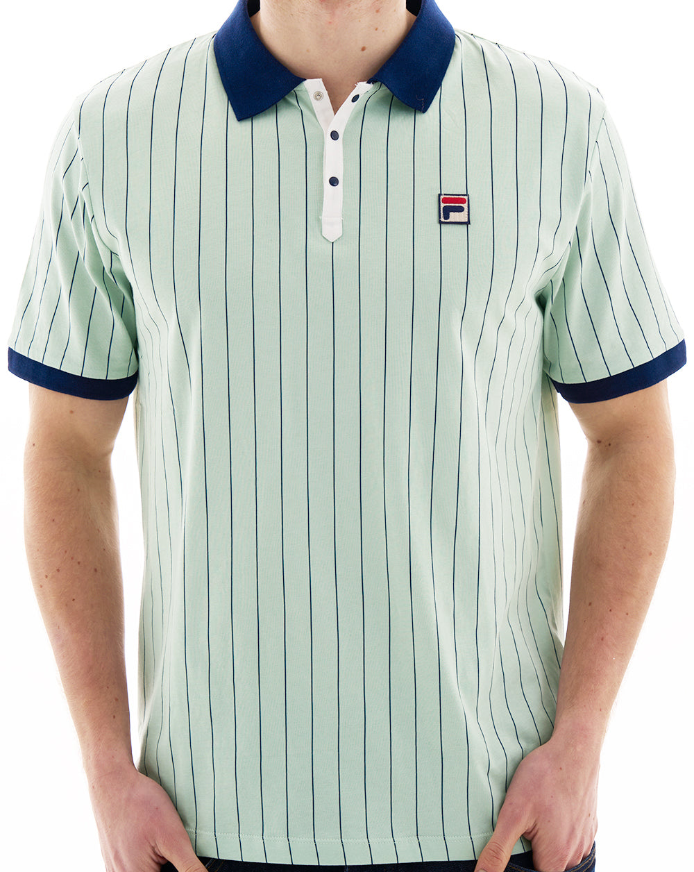 Fila Vintage BB1 ​​Poloshirt, Hellgrün/Marineblau