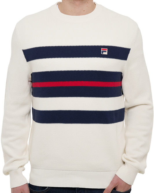 Fila Vintage Fila Vintage Giuseppe Striped Crew Knit Gardenia