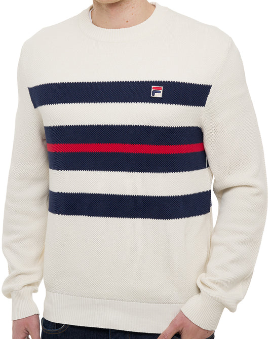 Fila Vintage Fila Vintage Giuseppe Striped Crew Knit Gardenia