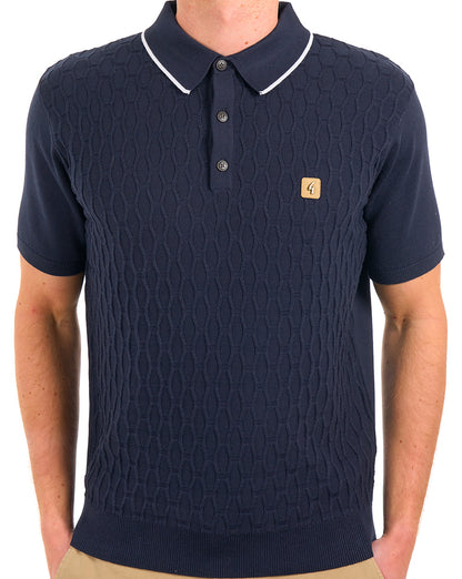 Gabicci Vintage Polohemd aus strukturiertem Strick, Marineblau