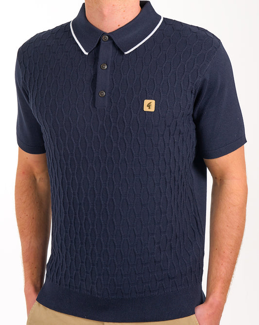 Gabicci Vintage Gabicci Vintage Polohemd aus strukturiertem Strick, Marineblau