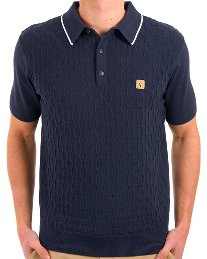 Gabicci Vintage Polohemd aus strukturiertem Strick, Marineblau
