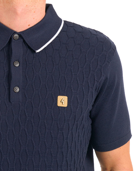 Gabicci Vintage Gabicci Vintage Polohemd aus strukturiertem Strick, Marineblau