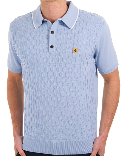 Gabicci Vintage Strukturiertes Strickpolo Sky