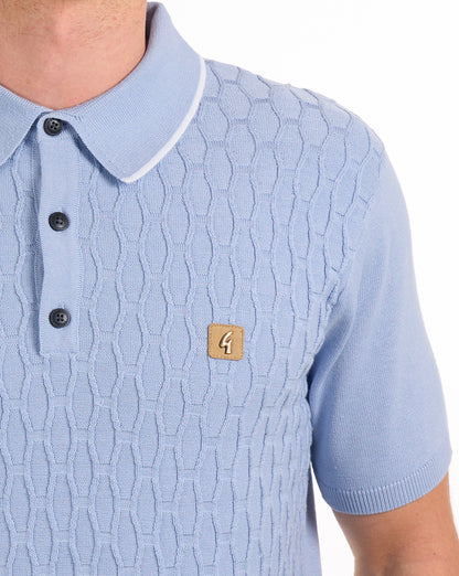 Gabicci Vintage Strukturiertes Strickpolo Sky