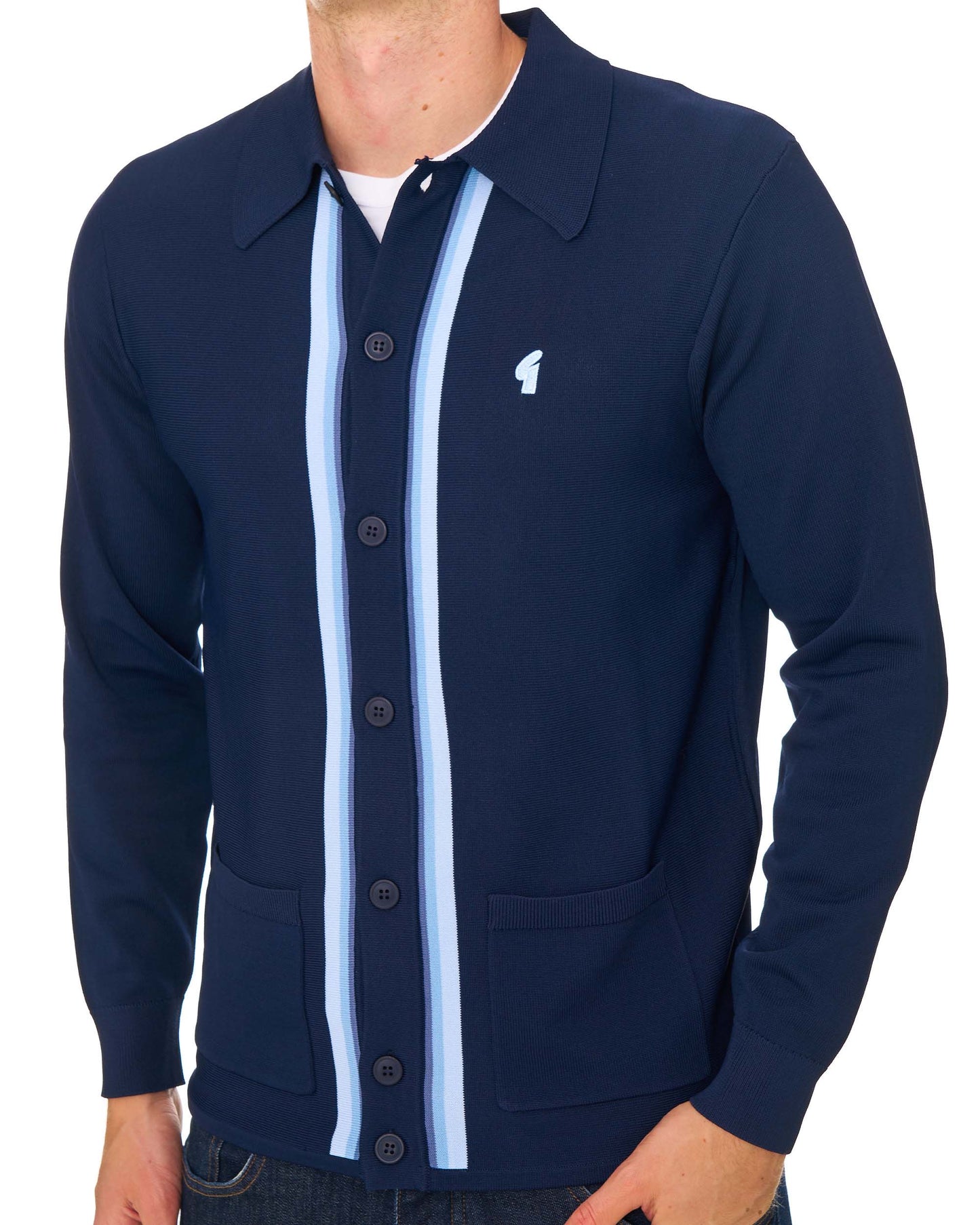 Gabicci Vintage Bromley Archive Knitted Polo Navy