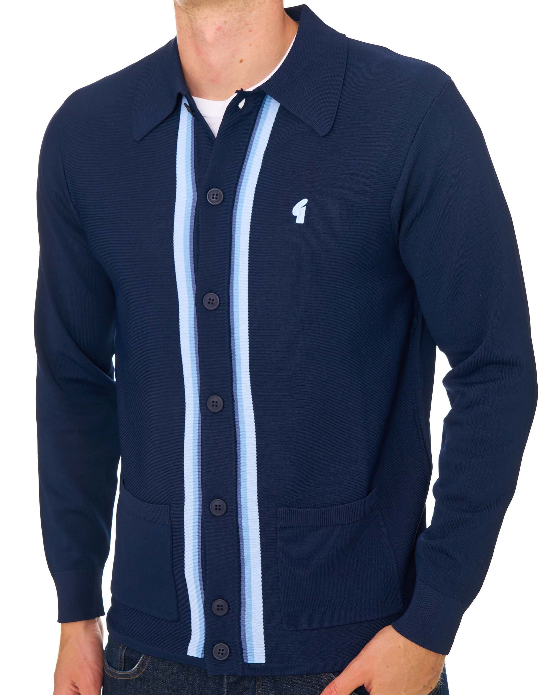 Gabicci Vintage Bromley Archive Knitted Polo Navy