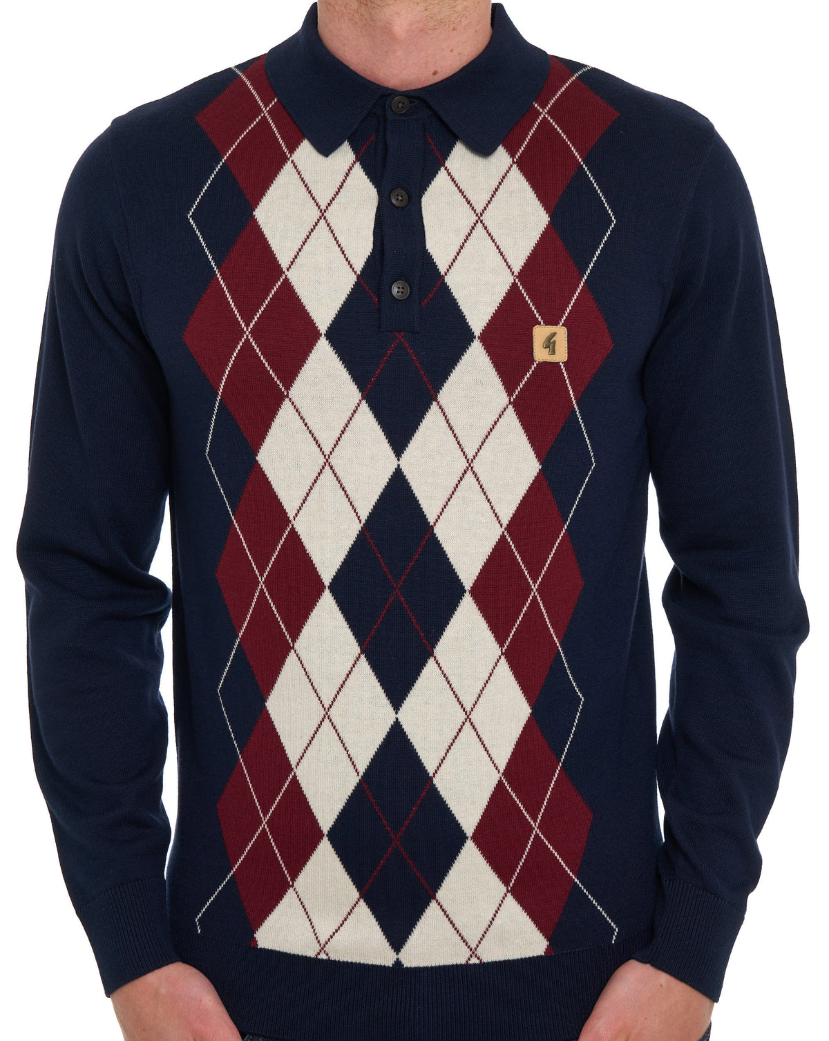 Gabicci Vintage Argyle Diamond Strickpolo Marineblau