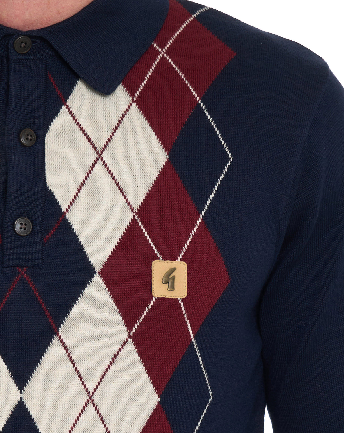 Gabicci Vintage Argyle Diamond Strickpolo Marineblau