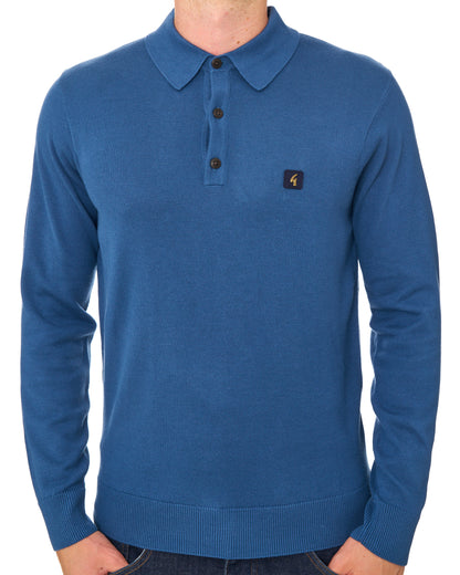 Gabicci Vintage Francesco LS Knitted Polo Airforce Blue