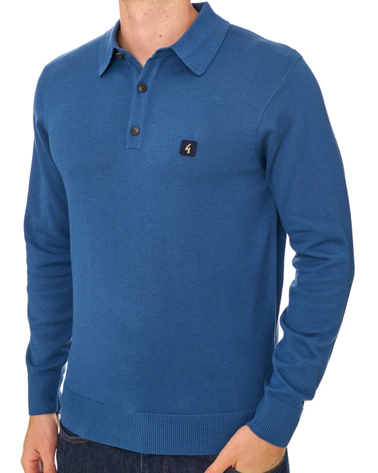 Gabicci Vintage Gabicci Vintage Francesco LS Knitted Polo Airforce Blue