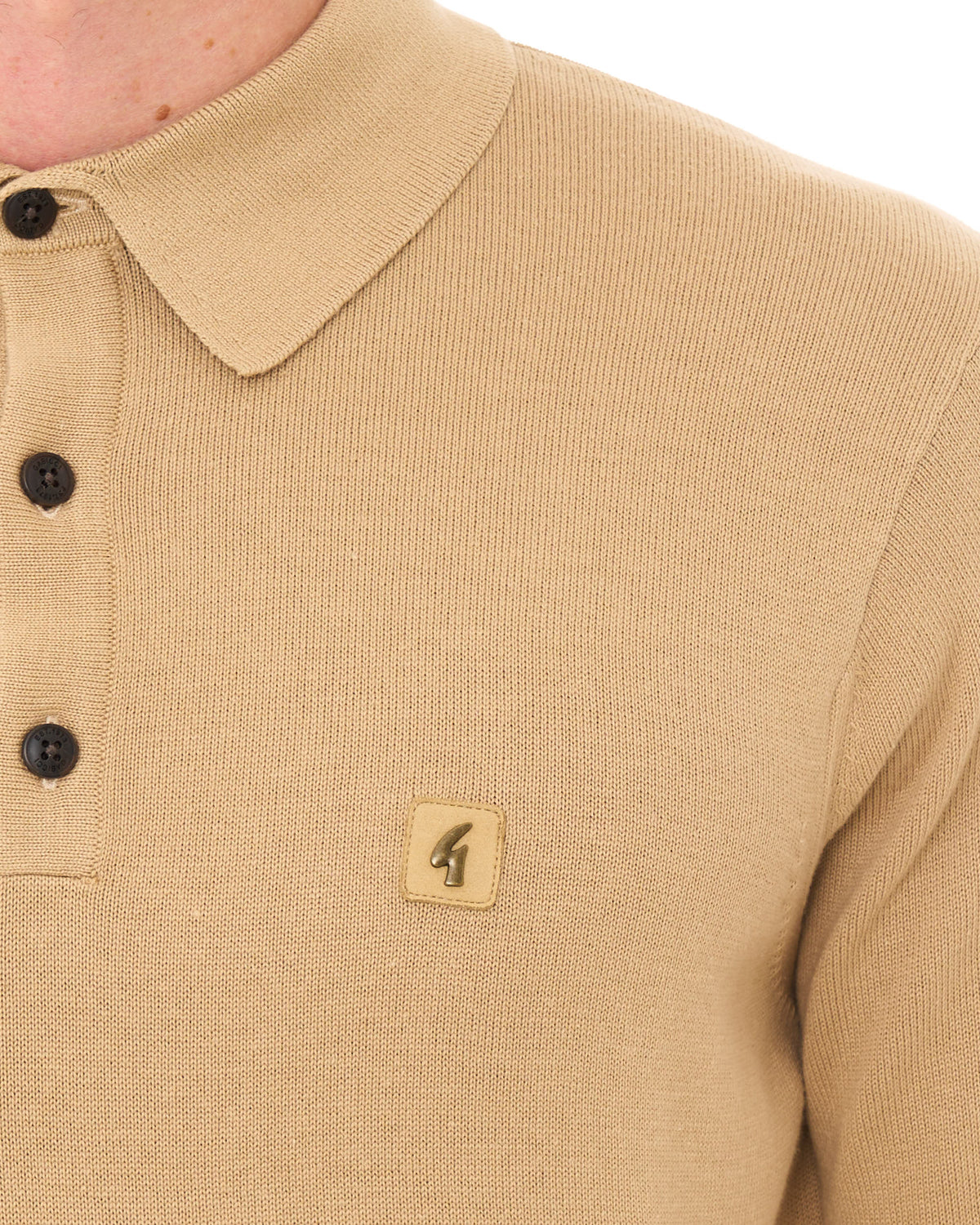 Gabicci Vintage Francesco LS Knitted Polo Caramel