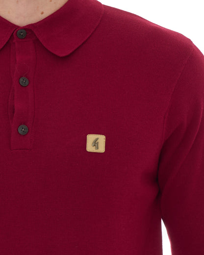 Gabicci Vintage Francesco LS Knitted Polo Claret