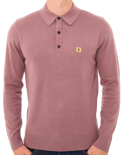 Gabicci Vintage Francesco LS Knitted Polo Dusky Pink