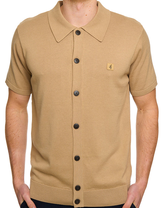 Gabicci Vintage Gabicci Vintage Vollknopf-Strickpolo Sandstein