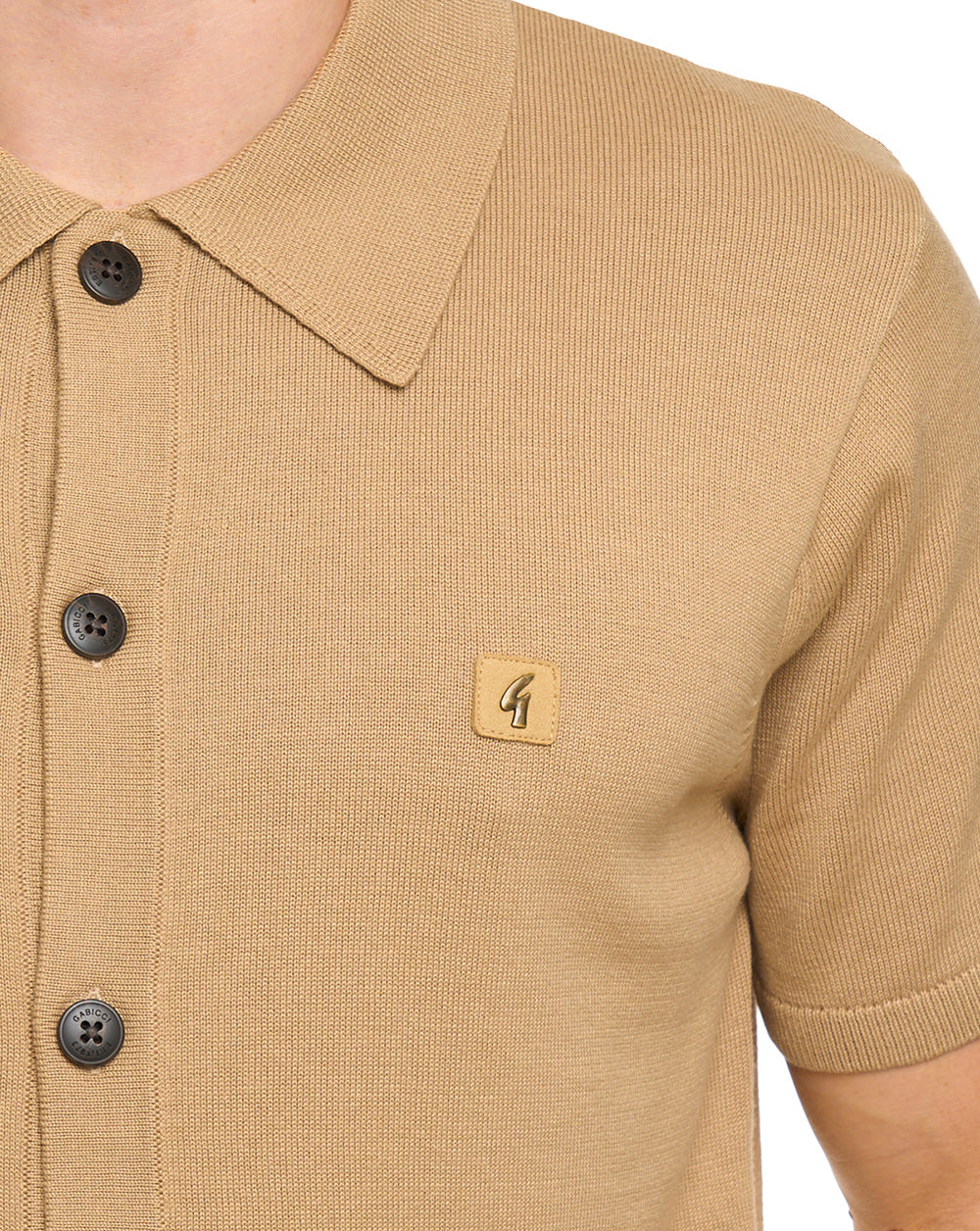 Gabicci Vintage Vollknopf-Strickpolo Sandstein