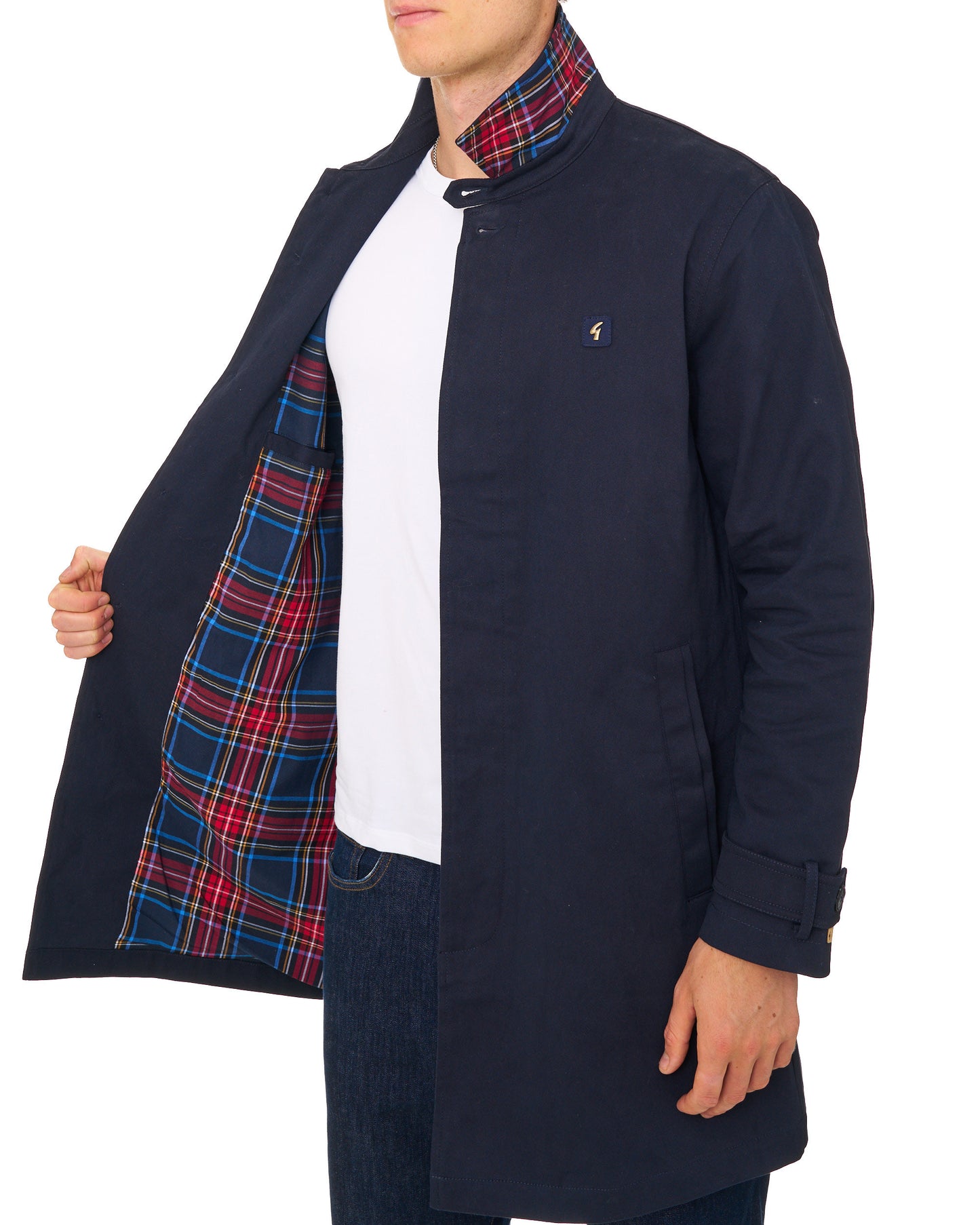 Gabicci Vintage Houghton Mac Navy/Tartan