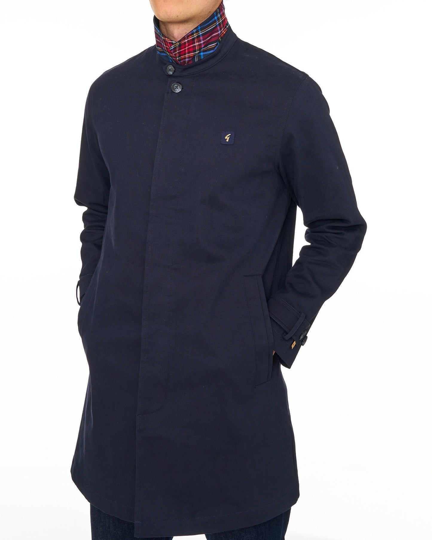 Gabicci Vintage Houghton Mac Navy/Tartan