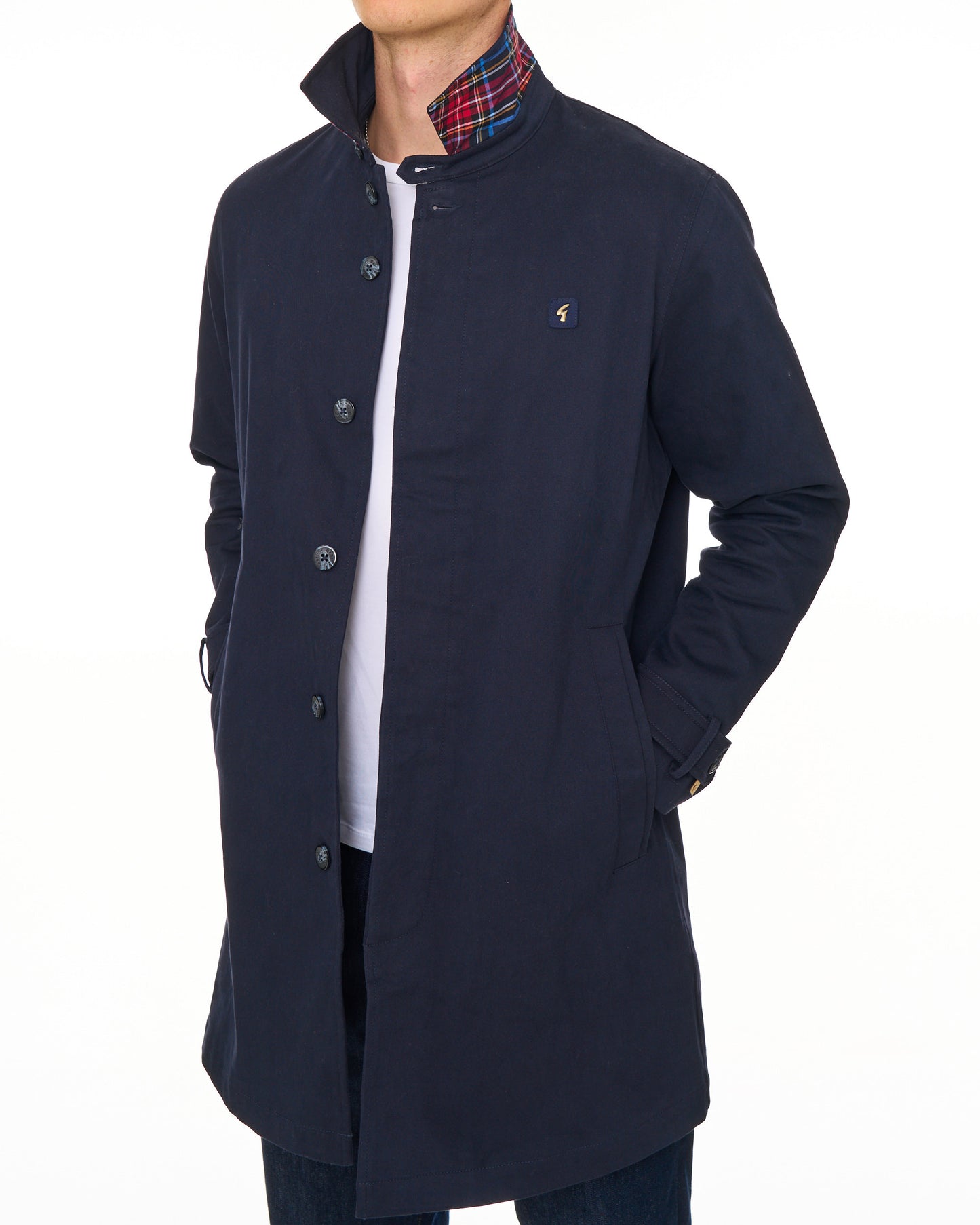 Gabicci Vintage Houghton Mac Navy/Tartan