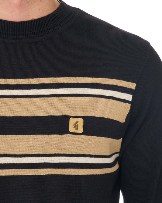 Gabicci Vintage Gabicci Vintage Liam Striped Crew Knit Jumper Black