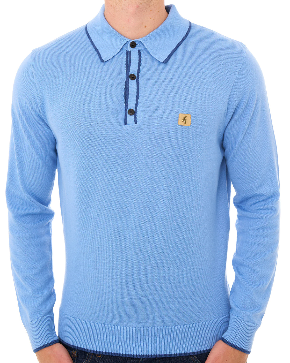 Gabicci Vintage Lineker Knitted Polo Sky Blue