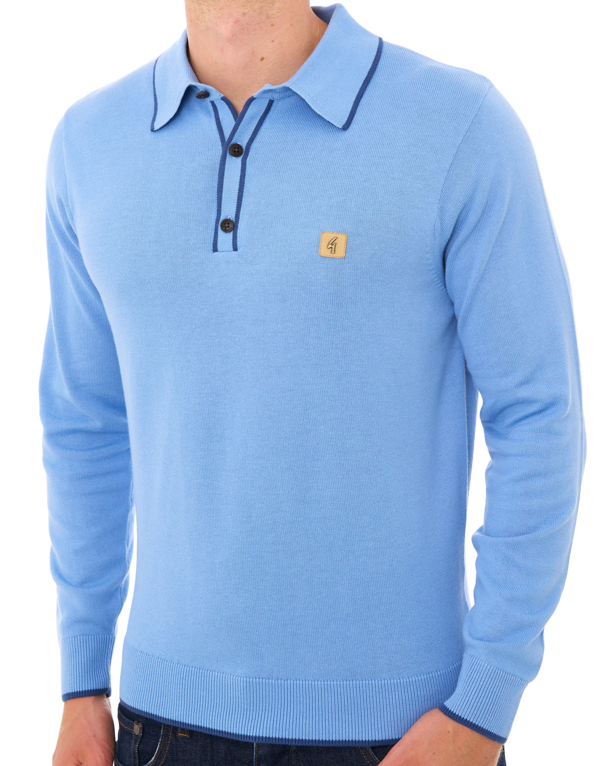 Gabicci Vintage Lineker Knitted Polo Sky Blue