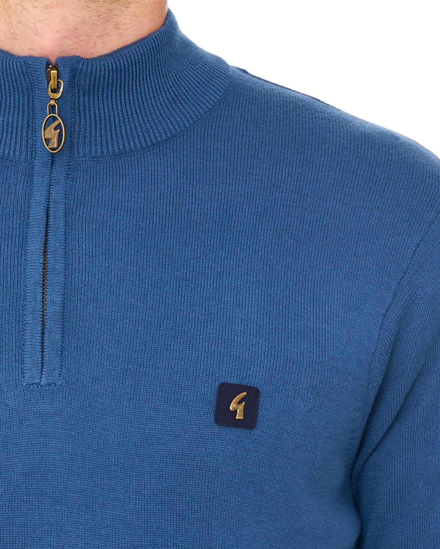Gabicci Vintage Naxton 1/4 Zip Knit Airforce Blue