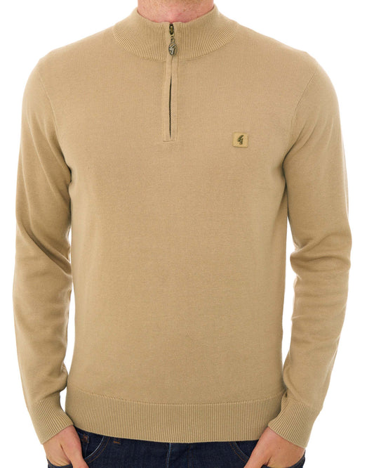 Gabicci Vintage Gabicci Vintage Naxton 1/4 Zip Knit Caramel