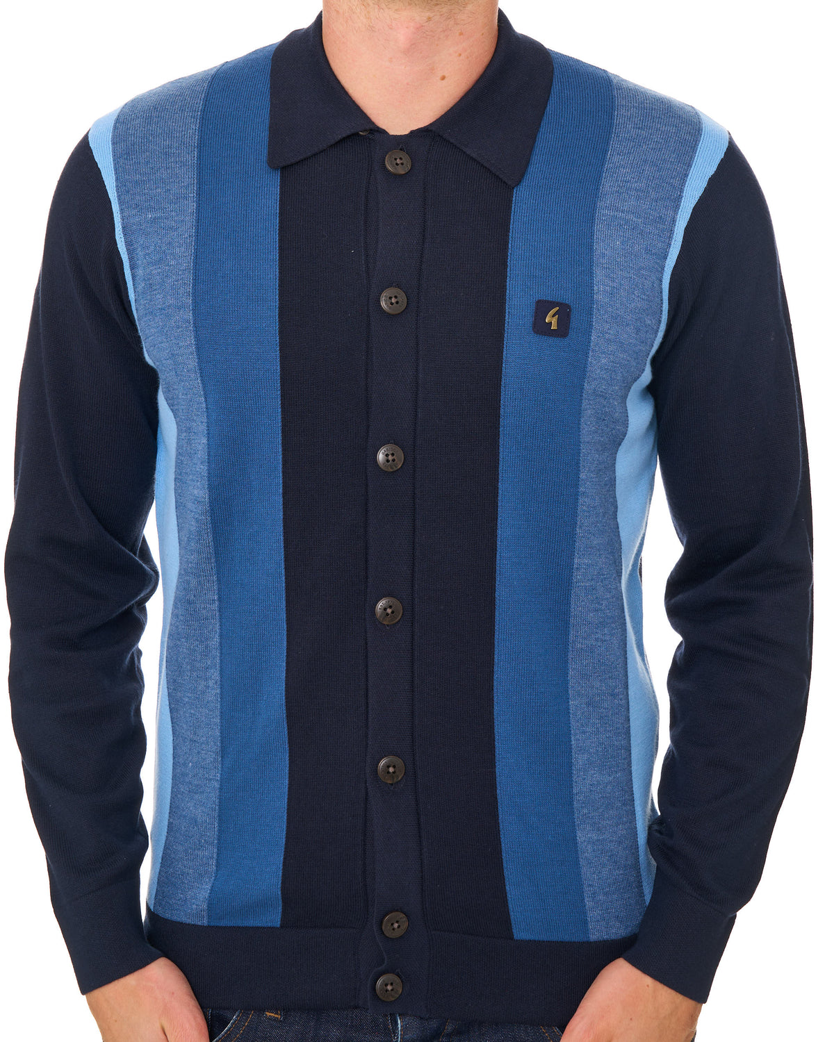 Gabicci Vintage Pedro Full Button Knit Navy