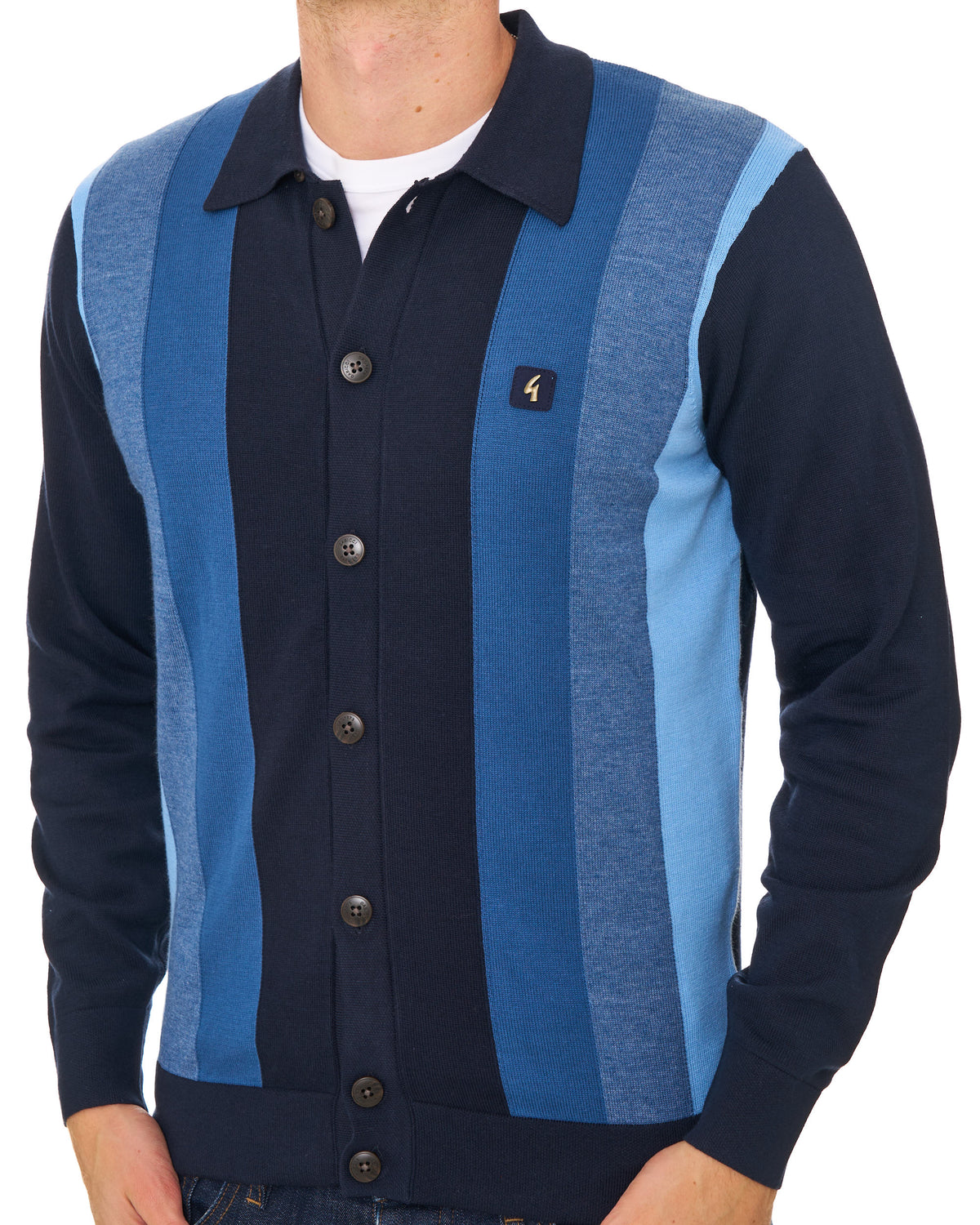 Gabicci Vintage Pedro Full Button Knit Navy
