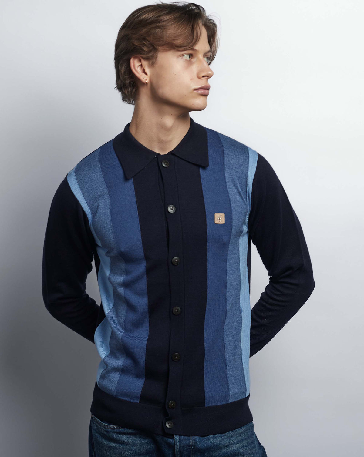 Gabicci Vintage Pedro Full Button Knit Navy