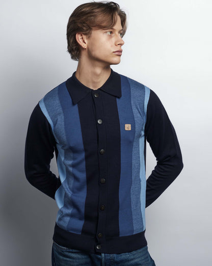 Gabicci Vintage Pedro Full Button Knit Navy