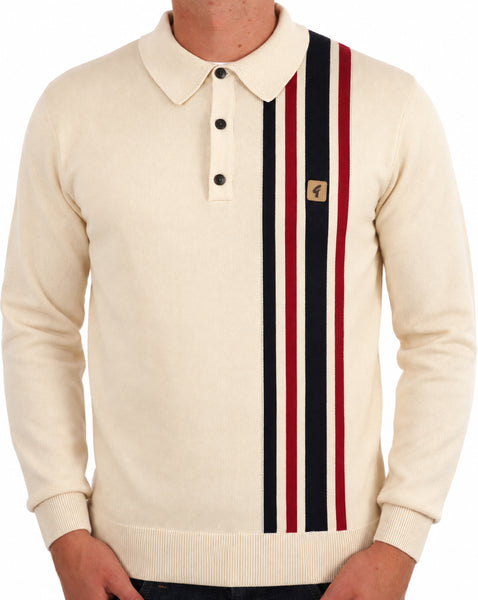 Gabicci Vintage Soda Knit LS Polo Creme