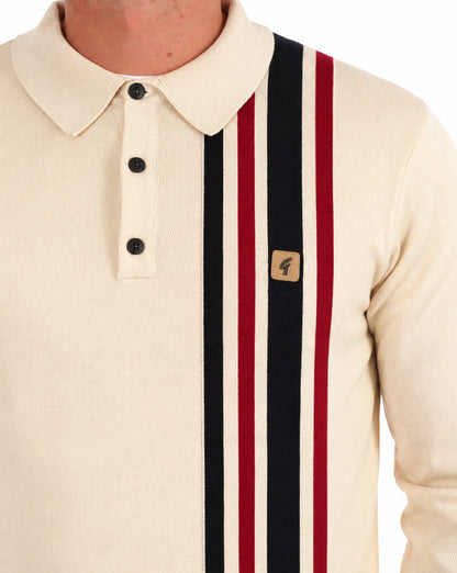 Gabicci Vintage Soda Knit LS Polo Creme
