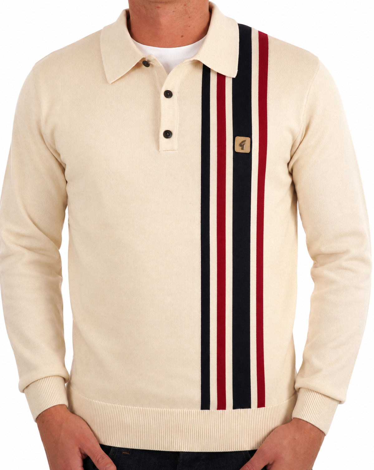 Gabicci Vintage Soda Knit LS Polo Creme
