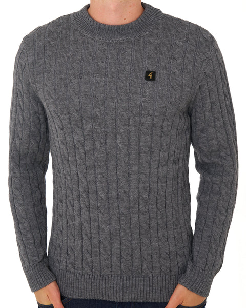 Gabicci Vintage Temor Cable Knit Jumper Charcoal Grey