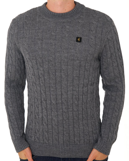 Gabicci Vintage Temor Cable Knit Jumper Charcoal Grey
